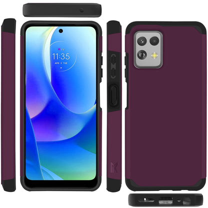 For Motorola Moto G Power 5G 2023 Fashion Graphic Design Hybrid 2in1 Tough Strong Hard PC TPU Frame, Magnet Mount Friendly, Shockproof Protection Case Cover Dark Purple