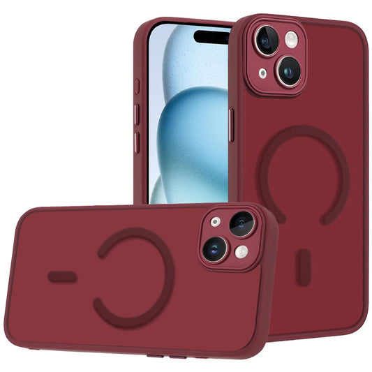 Phone Case for iPhone 15 Plus Matte Frosted Magnetic Hybrid Hard PC Soft TPU Camera Protection Slim Shock Absorbing Anti Fingerprint Cover