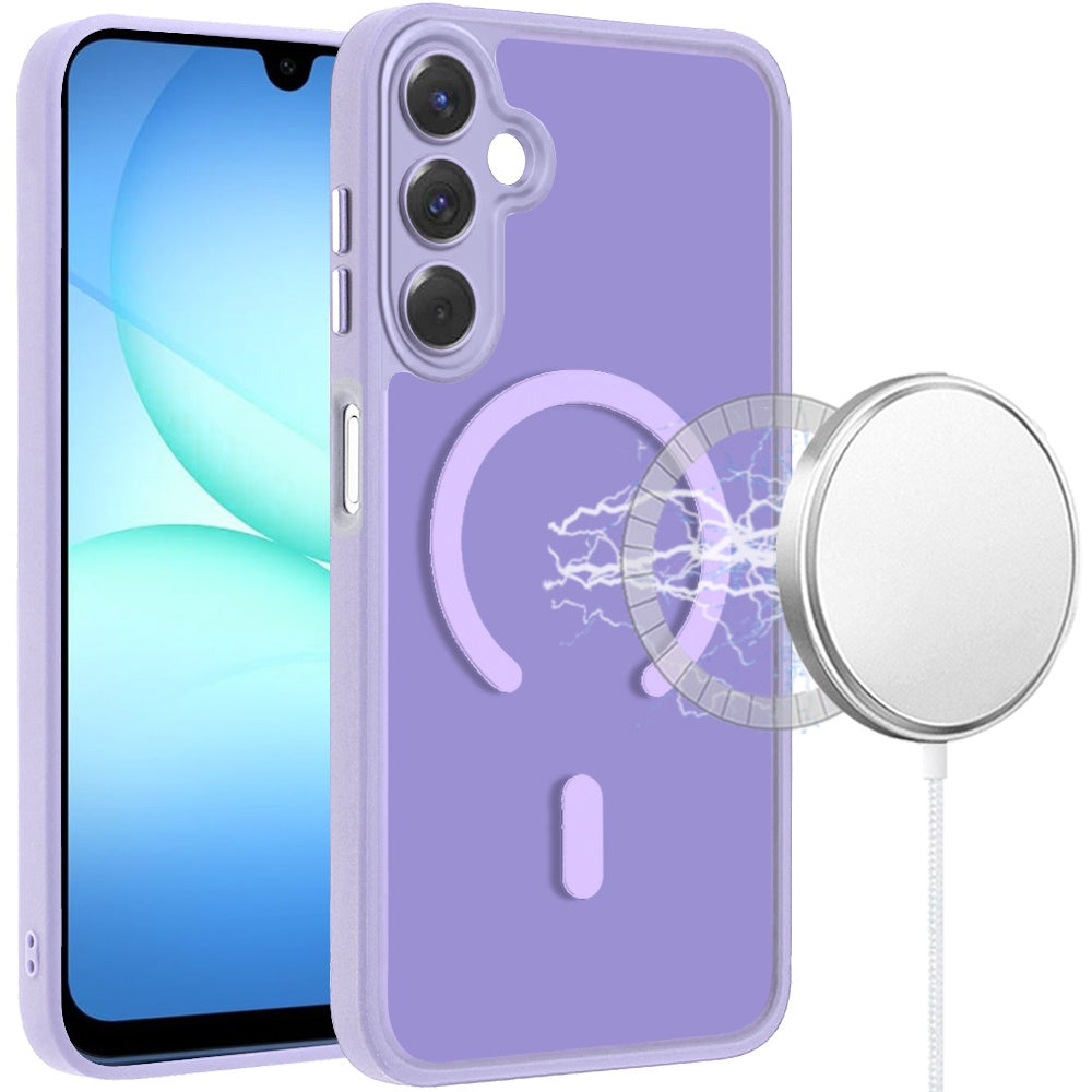 Phone Case for Galaxy A17 5G Matte Frosted Magnetic Back Hybrid Hard PC Soft TPU Camera Protection Slim Shock Absorbing Anti Fingerprint Cover Purple