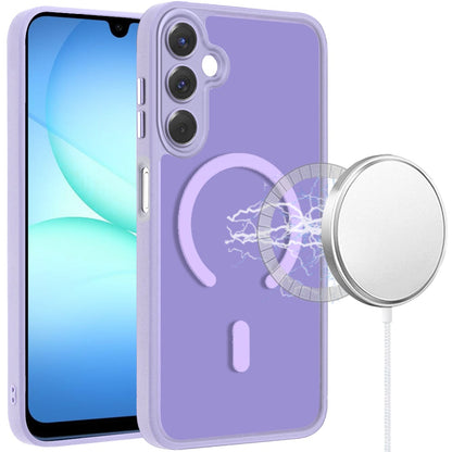 Phone Case for Galaxy A17 5G Matte Frosted Magnetic Back Hybrid Hard PC Soft TPU Camera Protection Slim Shock Absorbing Anti Fingerprint Cover Purple