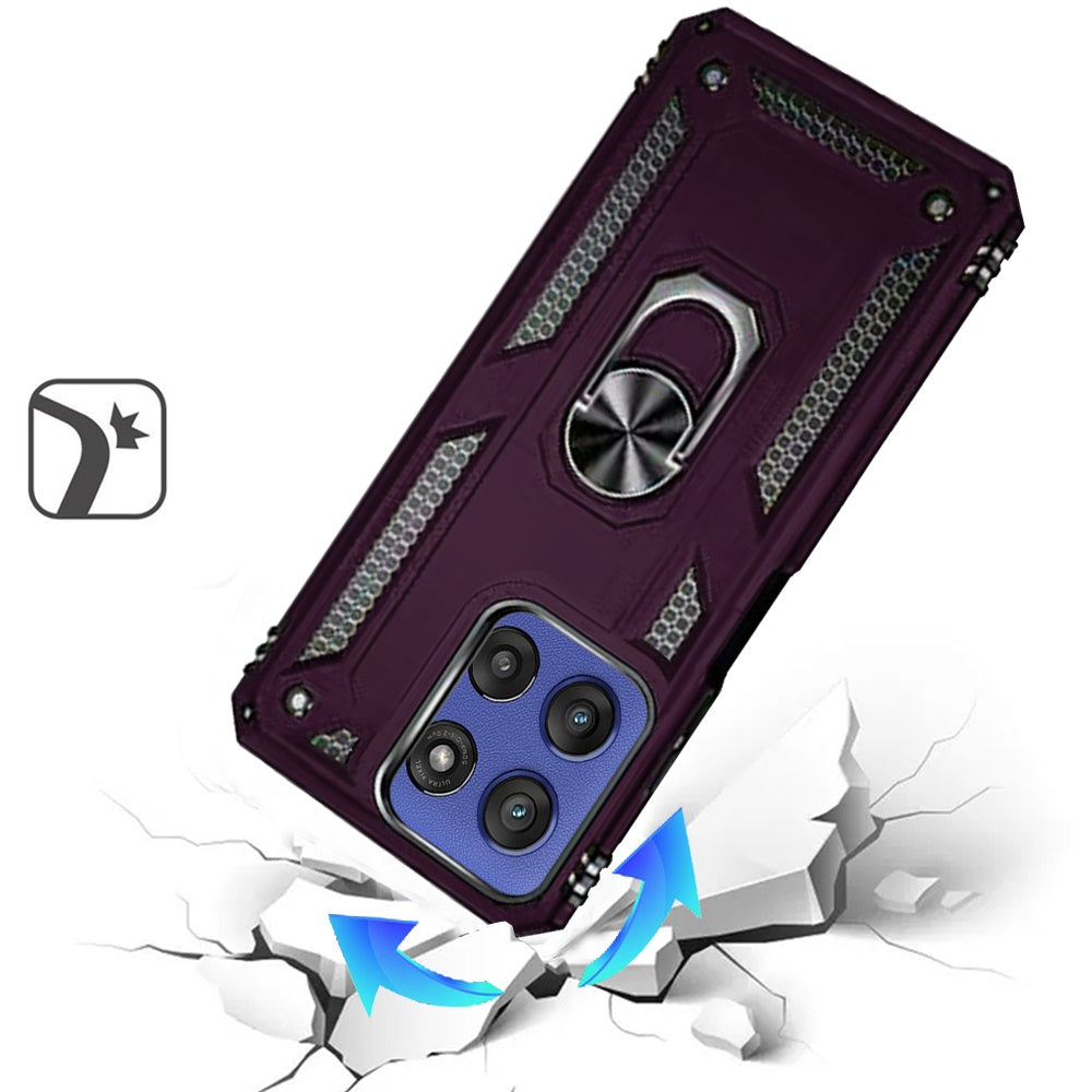 Phone Case for Motorola Moto G Stylus 5G 2026 /2025 Rotatable Ring Stand Shockproof Hybrid Armor Anti Slip Heavy Duty Fit Magnetic Car Mount Durable Grip Cover Purple
