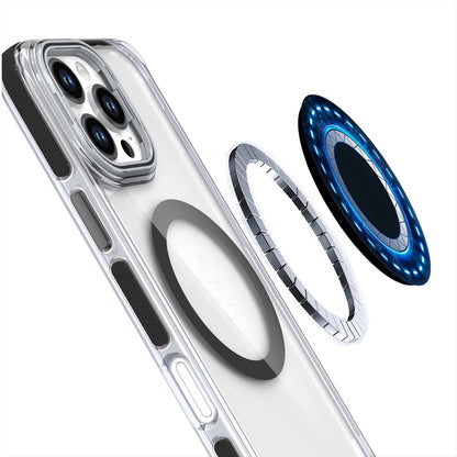 For Samsung Galaxy S21+ Plus Hybrid Clear Invisible Camera Bracket Stand [With Magsafe Magnetic Circle] Shockproof Color Frame Case Cover Black