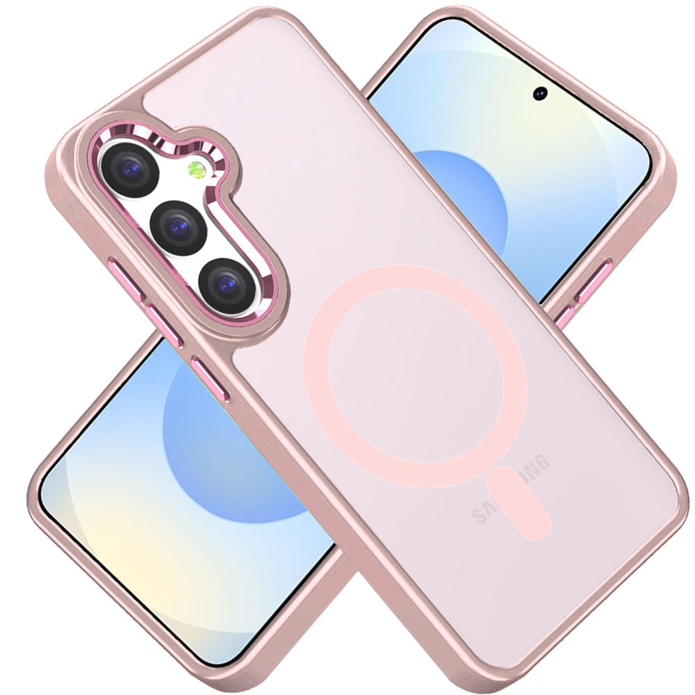 For Samsung Galaxy S25 /S24 MagSafe Compatible Transparent Greatest Clear Acrylic with Color Frame Thick Hybrid TPU Hard Case Cover