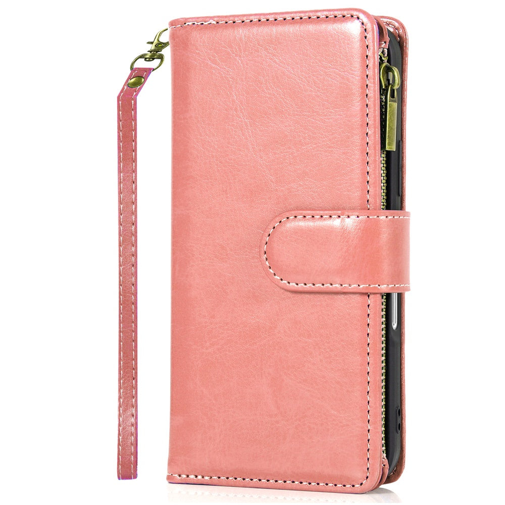 For Apple iPhone 17 Air (6.6") Leather Wallet Case with Zipper, 9 Card Slots, Cash Pocket, Stand & Strap, Clutch Pouch Design Case Cover
