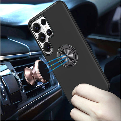 For Samsung Galaxy S26 Ultra Hybrid 360 Degree Rotatable Metal Invisible Ring Stand Holder Slim Fit Magnetic Car Mount Shockproof Case Cover