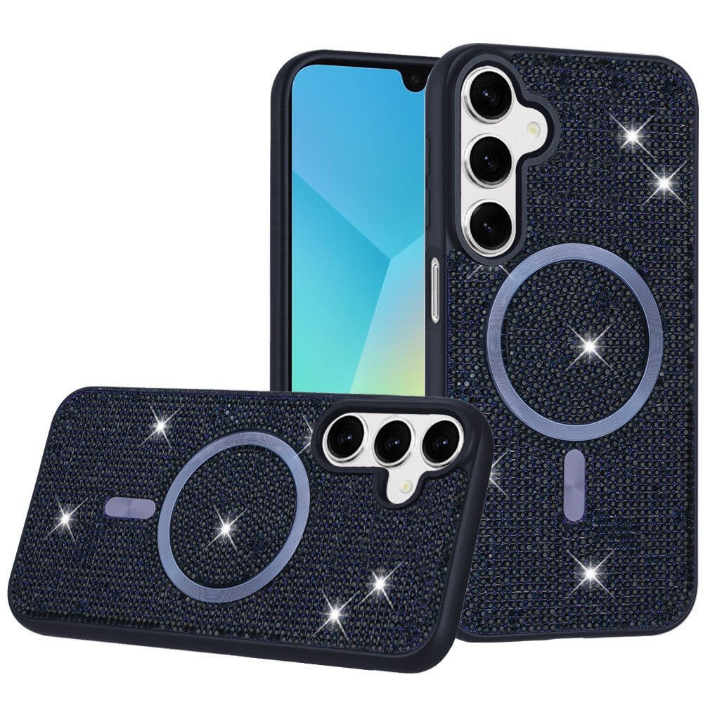 For Samsung Galaxy A16 5G Sparkly Diamond Bling Case Rhinestone Skin Hybrid with Magnetic Circle, MagSafe Compatible Case Cover