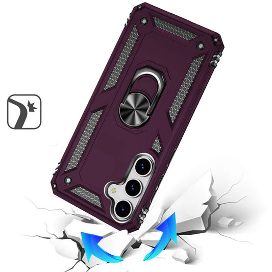 Phone Case for Samsung Galaxy S26 Rotatable Ring Stand Shockproof Hybrid Armor Anti Slip Heavy Duty Fit Magnetic Car Mount Durable Grip Cover Purple