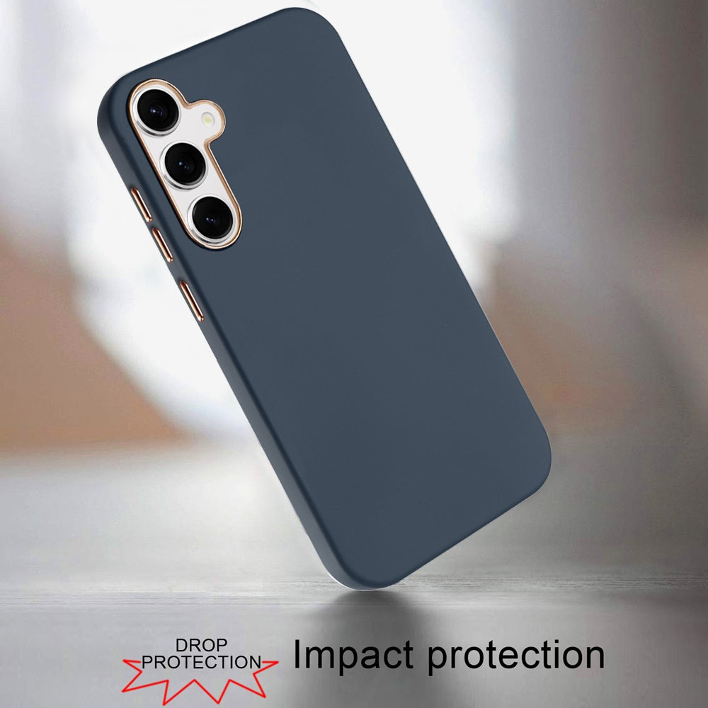 For Samsung Galaxy S26 Slim Classic Hybrid Around Rubber Gummy Gel Slick Hard PC Silicone TPU Chromed Button Case Cover