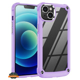 For Apple iPhone 15 (6.1") Heavy Duty Hybrid Clear back Shield Hard PC + TPU Bumper Edge Frame Shockproof Protective  Phone Case Cover