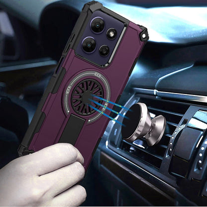 Phone Case for Motorola Moto G Power 5G 2026 /2025 Invisible Kickstand Magnetic Car Mount Friendly Shockproof Texture Anti Slip Durable Grip Heavy Duty Hybrid Cover Purple
