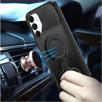 For Samsung Galaxy A16 5G Hybrid with Invisible 2 Hole Ring Stand Magnetic back Car Mount Friendly Protector Case Cover