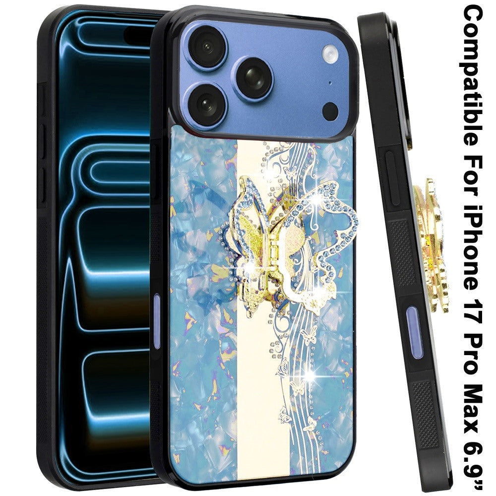 Phone Case for Apple iPhone 18 Pro Max Diamond 3D Fashion Floral Glitter Engraved Luxury Bling Hybrid Shockproof Chrome Edge Protective Grip Cover