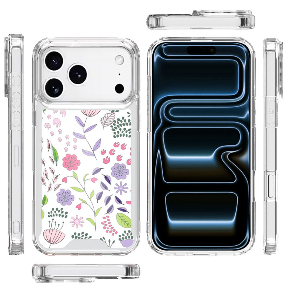 Phone Case for Apple iPhone 17 Pro Max (6.9") Beautiful Floral TPU Shockproof Hybrid Rubber PC Slim Lightweight Protective Designer Pattern Cover Purple and Green Wildflowers