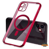 For Apple iPhone 15 Pro Max (6.7") Hybrid Clear with Plating Chrome Frame & Camera Protection Compatible with Magsafe  Phone Case Cover