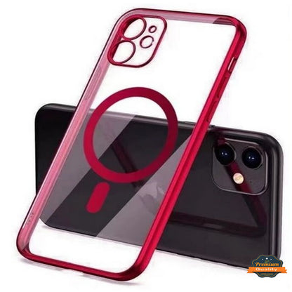 For Apple iPhone 16 Plus (6.7") Clear Hybrid Case with Plating Chrome Frame, Camera Protection, MagSafe Compatible Case Cover