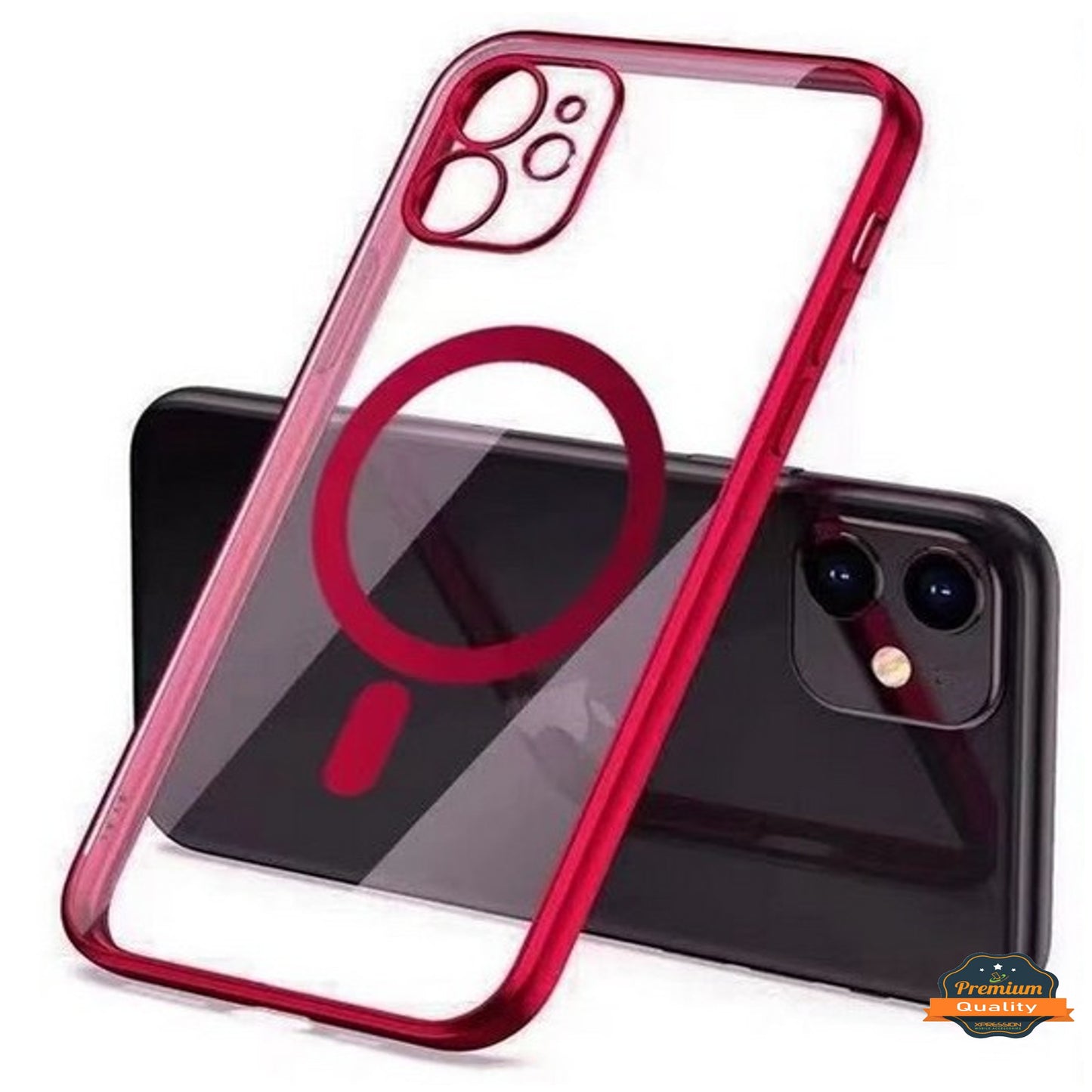 For Apple iPhone 17 Pro Clear Hybrid Case with Plating Chrome Frame, Camera Protection, MagSafe Compatible Case Cover