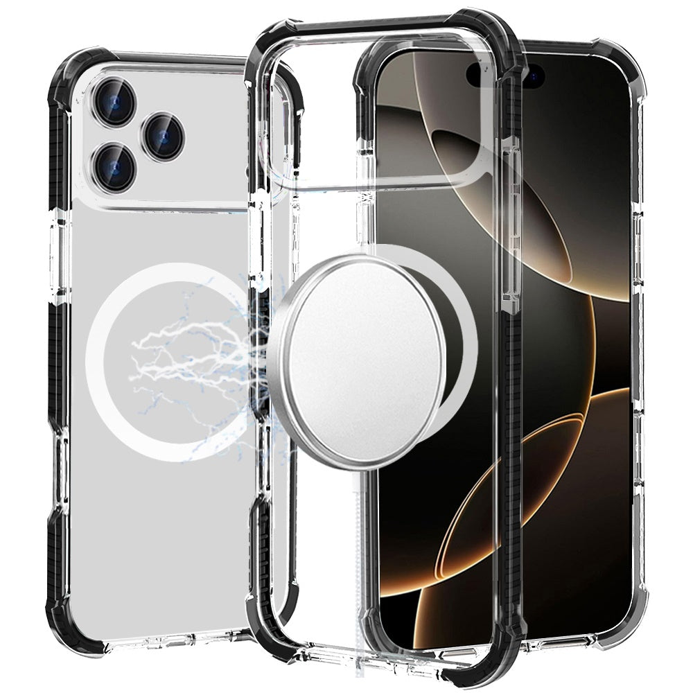 For Apple iPhone 17 Pro (6.3") Magnetic Acrylic Case Transparent Back, Rugged Colorful Frame, Shockproof Hybrid, MagSafe Compatible Case Cover