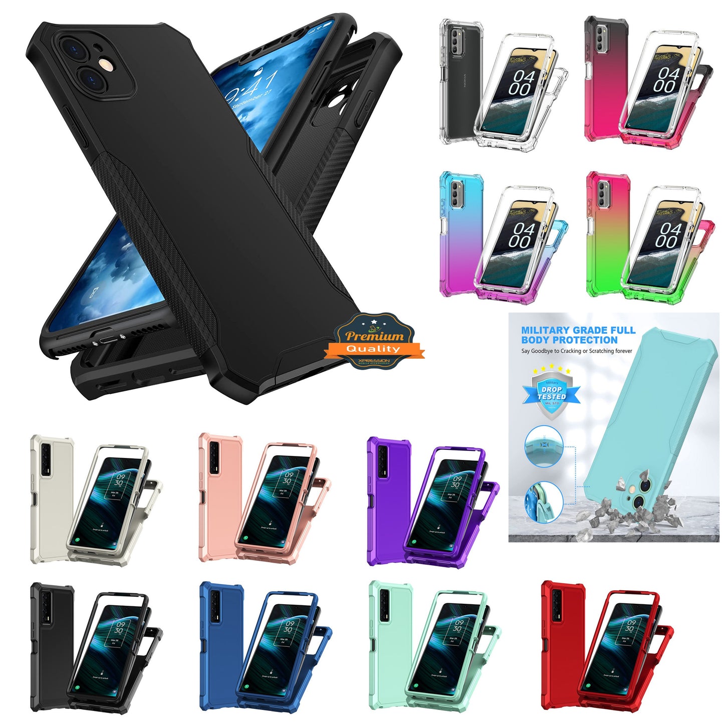 For Boost Mobile Summit 5G 2024 Hybrid 2in1 Front Bumper Frame Cover Square Edge Shockproof Soft TPU + Hard PC Anti-Slip Heavy Duty Case Cover