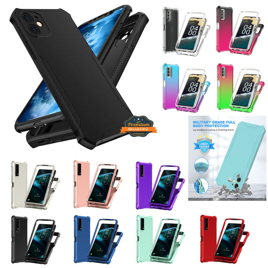 For Boost Mobile Summit 5G 2024 Hybrid 2in1 Front Bumper Frame Cover Square Edge Shockproof Soft TPU + Hard PC Anti-Slip Heavy Duty Case Cover