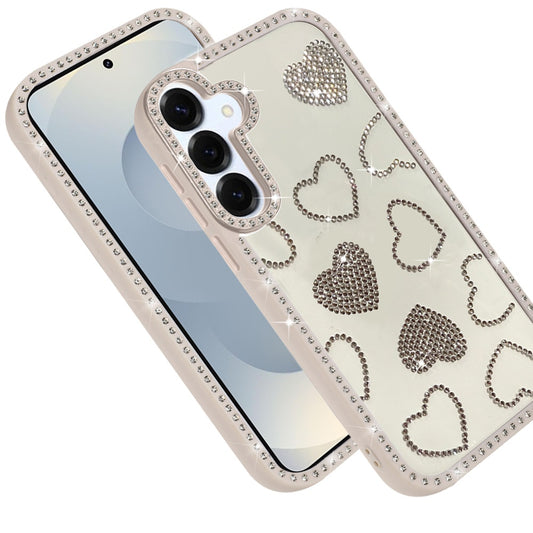 For Samsung Galaxy S25 FE, S25 Fan Edition Spread Love Glitter Shimmer Bling Diamond Edge Hybrid Drop Protection Shockproof Design Case Cover