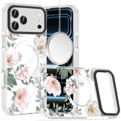 For Apple iPhone 17 Pro Max Magnetic Hybrid Stylish Design IMD Pattern, Compatible with MagSafe, Slim TPU Case Cover