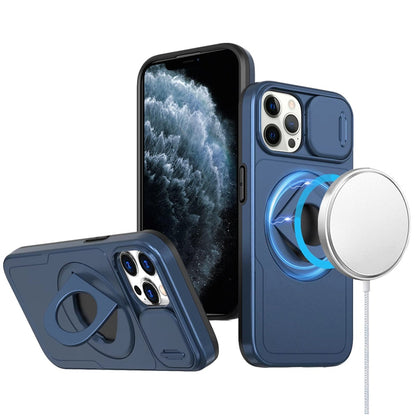 For Apple iPhone 13 Pro Max Full Coverage with Camera Window, Magnetic Circle, Rotatable Ring Stand, MagSafe Compatible, Shockproof Hybrid Protectiv Case Cover