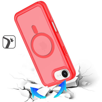 Phone Case for Apple iPhone 17E /16E Glossy Magnetic Compatible Shockproof Slim TPU Durable Hard PC Rubber Grip Premium Hybrid Cover Red