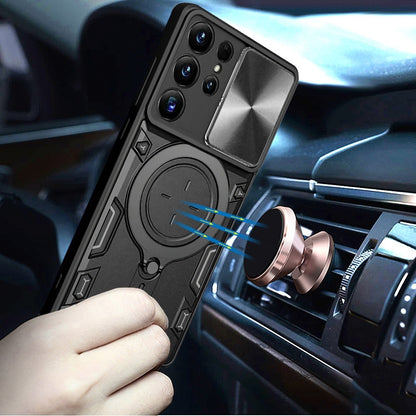Phone Case for Galaxy S26 Ultra Magnetic Ring Stand Shockproof Hybrid Full Camera Slide Guard Anti Slip Heavy Duty Protective Armor Cover