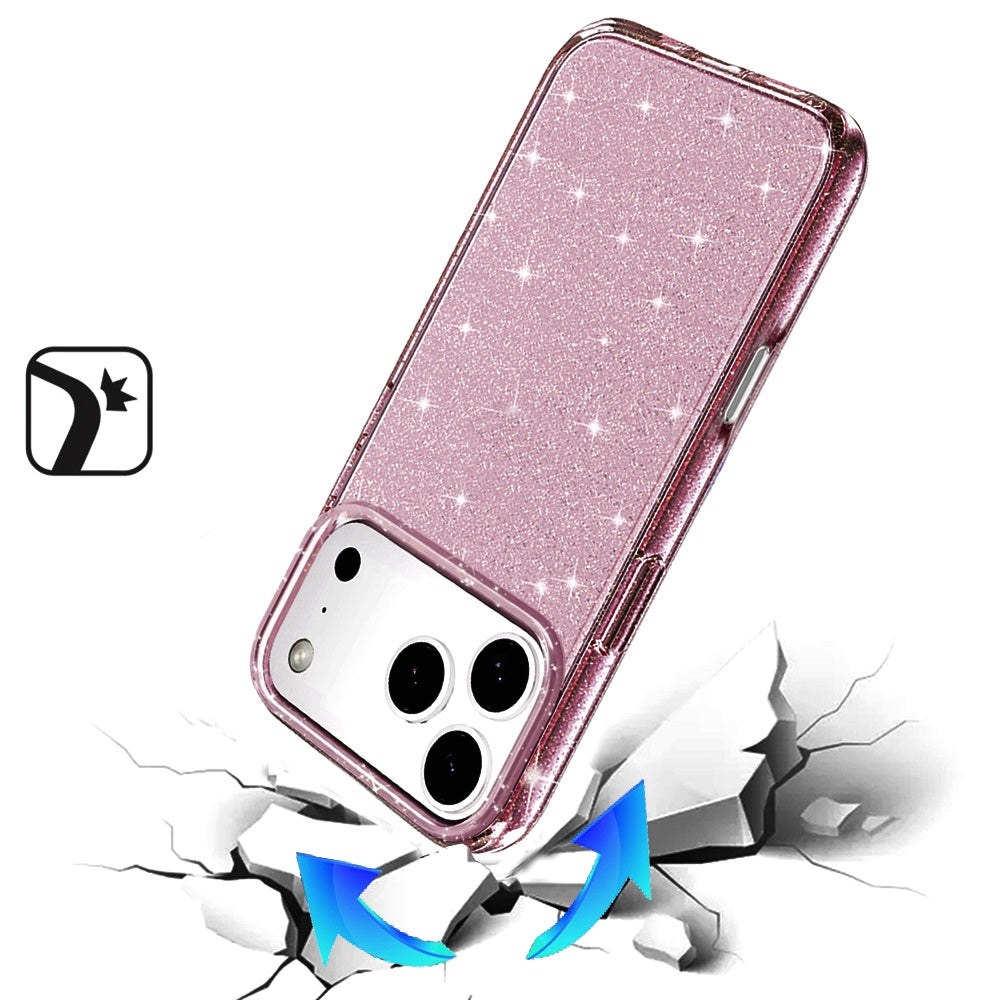 Phone Case for Apple iPhone 18 Pro Max/ 17 Pro Max Glitter Transparent Shockproof Thick Clear Hybrid Slim Fit Heavy Duty 3mm TPU Protective Bumper Cover Purple