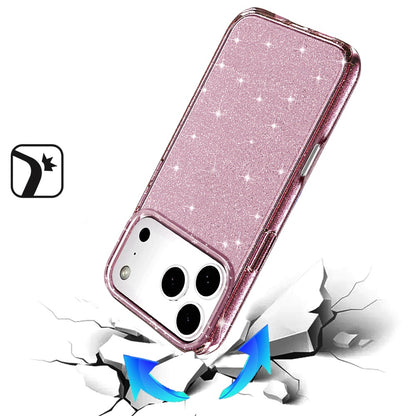 Phone Case for Apple iPhone 18 Pro Max/ 17 Pro Max Glitter Transparent Shockproof Thick Clear Hybrid Slim Fit Heavy Duty 3mm TPU Protective Bumper Cover Purple