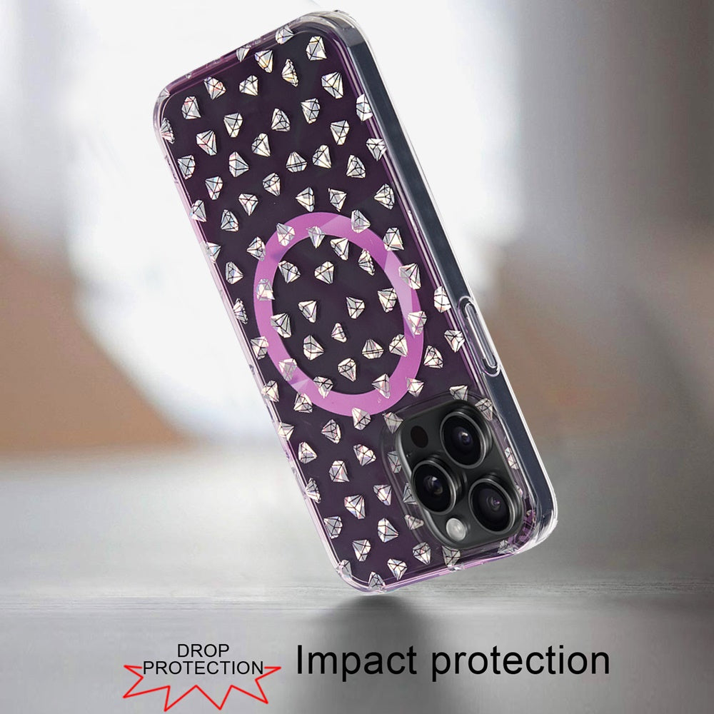 For Apple iPhone 16 Plus (6.7") Floral Pattern Design Cute Clear Hybrid Compatible with Magsafe Double Layer Soft TPU Hard PC Case Cover