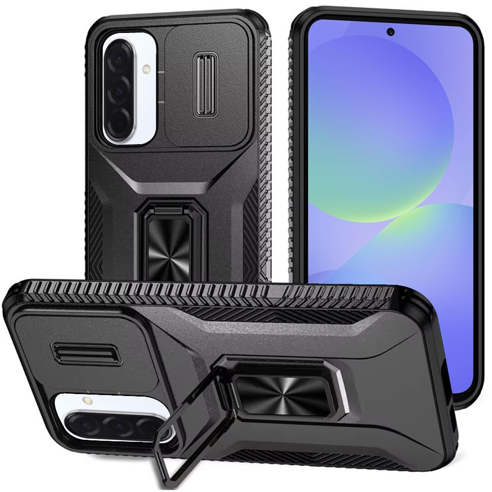 For Samsung Galaxy A37 Case, Camera Cover with Magnetic Rotation Ring Stand, Military Grade Hybrid Hard TPU Shockproof Case Cover