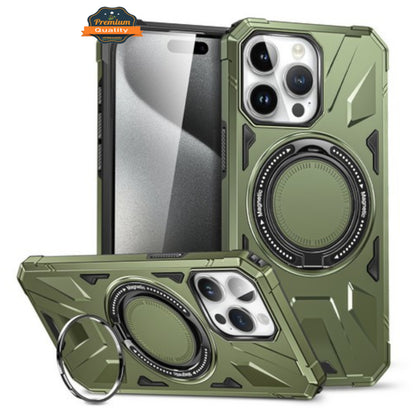 For Apple iPhone 16 Pro Max (6.9") Tough Shockproof Hybrid with Magnetic Ring Stand Compatible with MagSafe TPU + PC Protective Case Cover