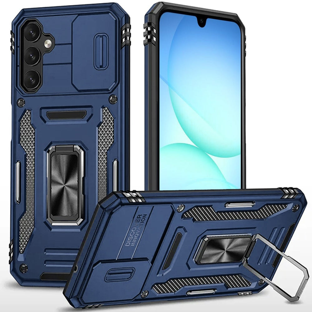 For Samsung Galaxy S25 Fan Edition /Galaxy S25 FE Tough Hybrid Case with Movable Camera Window & Metal Ring Stand Shockproof Case Cover
