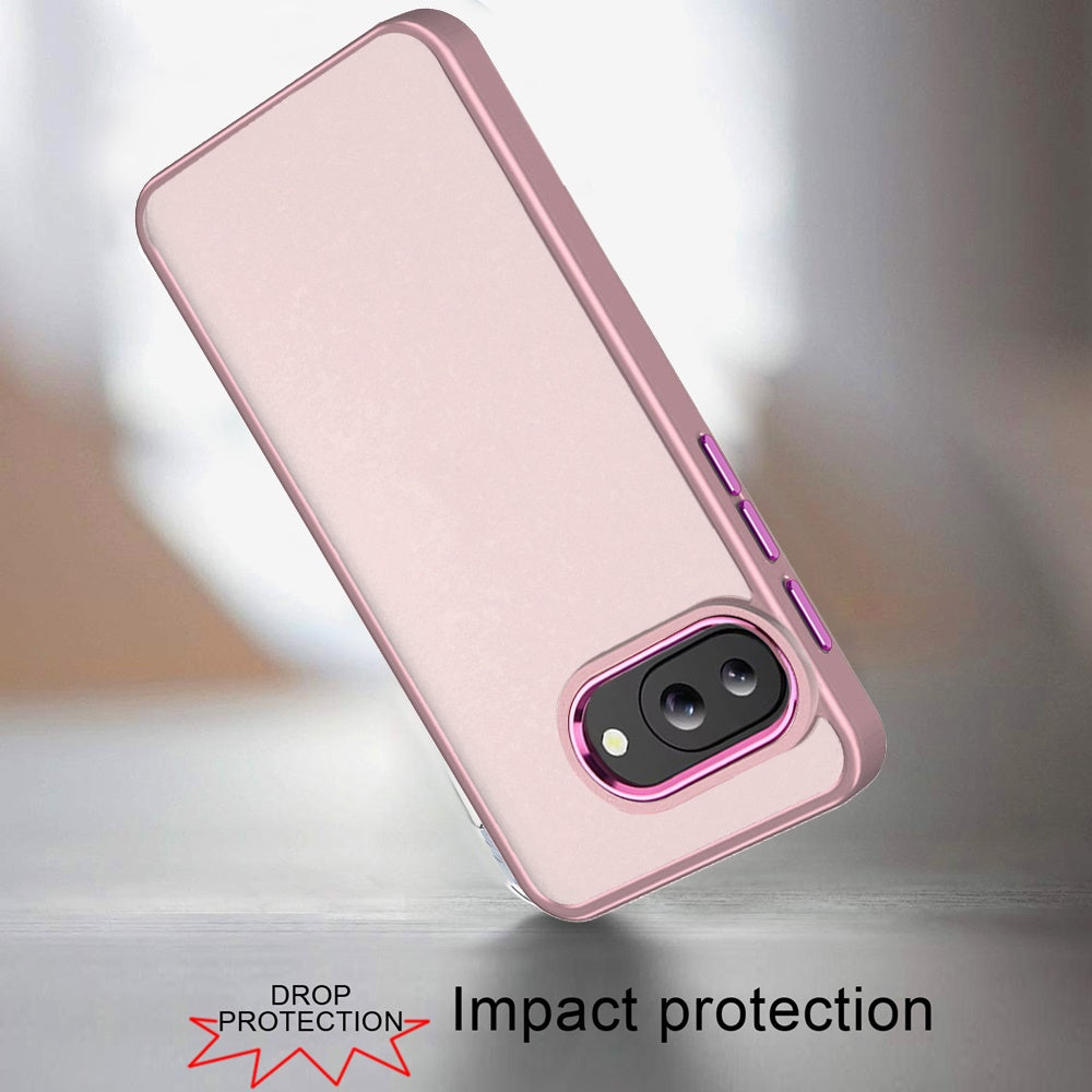 For Google Pixel 9A Slim Fit Thin Hybrid,Frosted Matte Polished Acrylic Hard PC with TPU Rubber Frame Case Cover