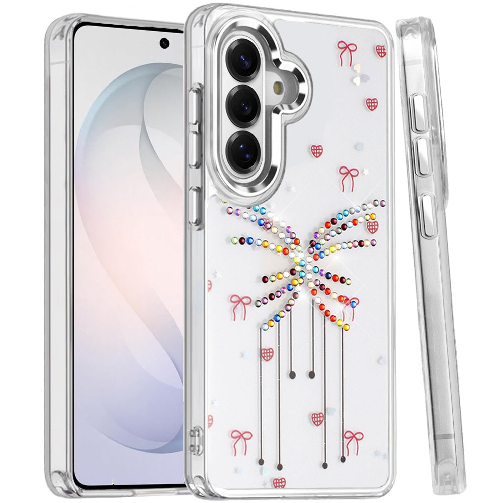 Phone Case for Samsung Galaxy S26 FE /Fan Edition Butterfly Resin Epoxy Diamond Bling Metal Edge Shockproof Hybrid Luxury Protective Durable Stylish Fashion Grip Cover