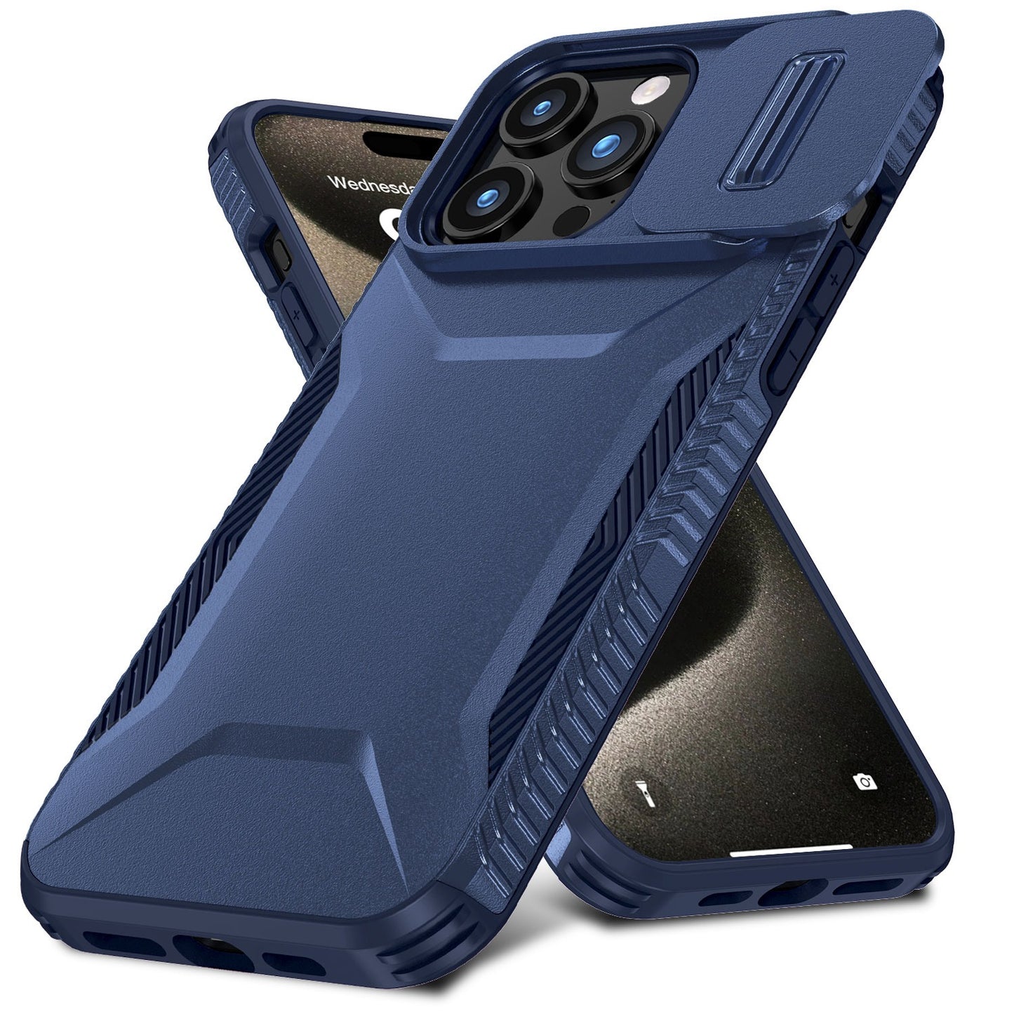 Apple iPhone 16 Pro Max (6.9") Slim Fit Shockproof Hybrid with Slide Camera Window Covering, Rugged Tpu Silicone Hard PC Bumper