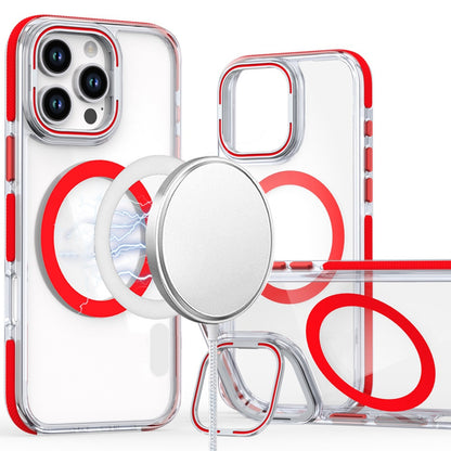 For Apple iPhone 16 Pro (6.3") Hybrid Clear Invisible Camera Bracket Stand [With Magsafe Magnetic Circle] Shockproof Color Frame Case Cover