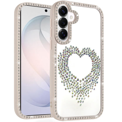 Phone Case for Samsung Galaxy S26 FE /S26 Fan Edition Angel Hearts Glitter Shimmer Diamond Edge Sparkle Hybrid Shockproof AntiSlip Grip Fashion Stylish Protective Bumper Cover