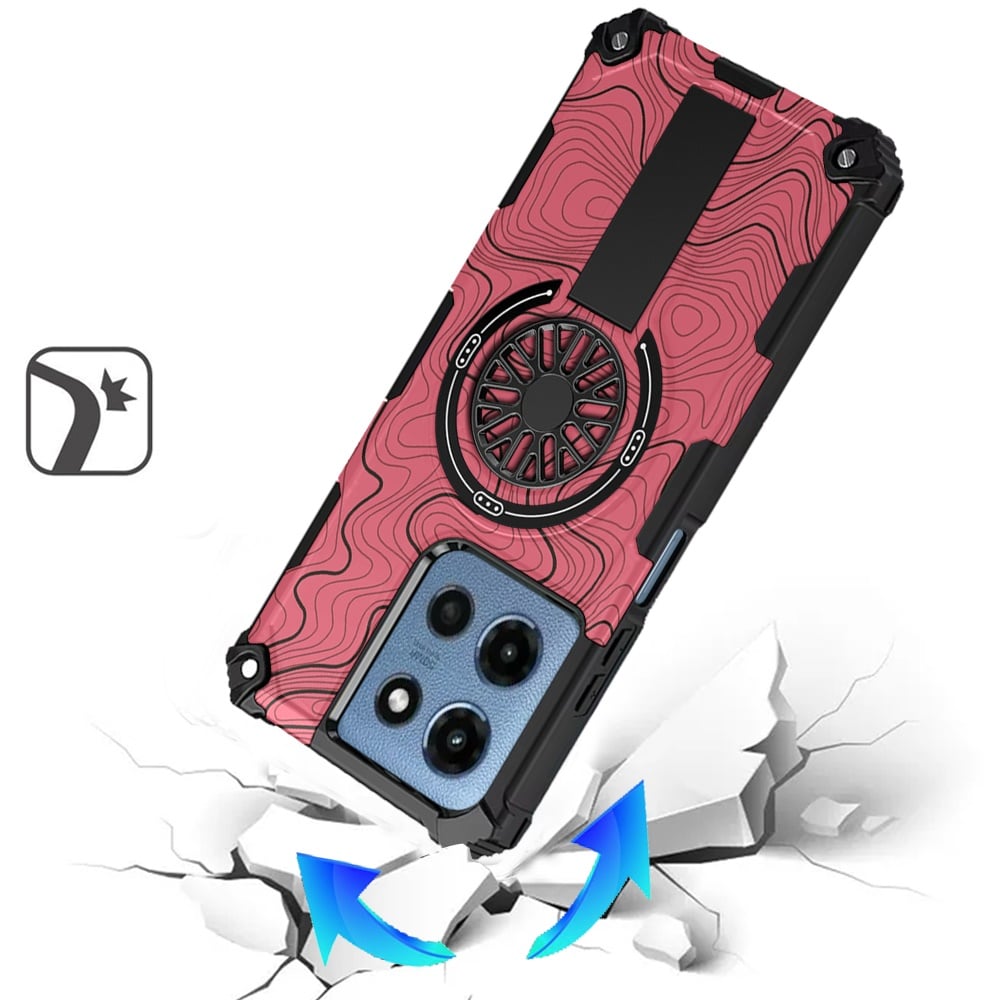 For Motorola Moto G 5G 2026/2025 Texture Design Stylish Invisible Kickstand Case, MagSafe Compatible Hybrid Shockproof Cover, Car Mount Friendly Case Cover