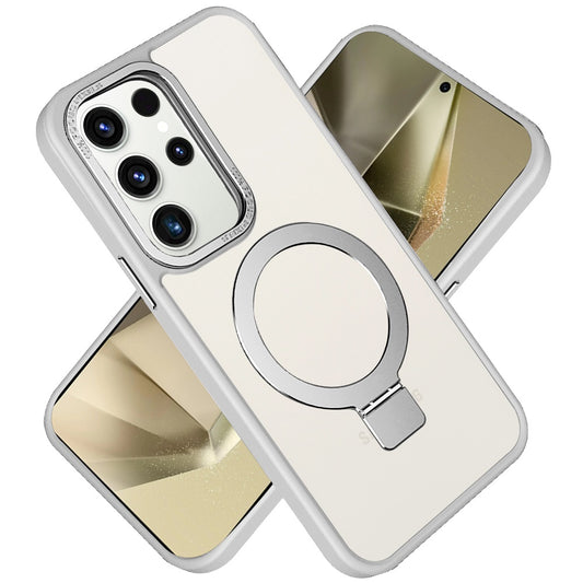 For Samsung Galaxy S24+ Plus Magnetic Metal Ring Stand Hybrid Shock Protection Durable Grip Slide Out Package Design for Plus Series Case Cover Clear