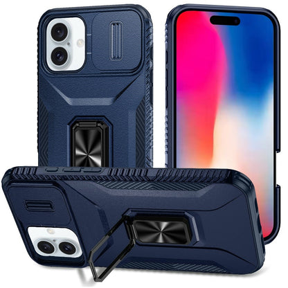 For Apple iPhone 16 Pro (6.3") Camera Cover Phone Case with Magnetic Rotation Ring Stand [Military Grade] Hybrid Hard Shockproof Case Cover