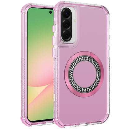 For Samsung Galaxy A57 Magnetic Circle Compatible with Magsafe, Hybrid Chrome 3in1 Transparent Shockproof TPU Bumper Case Cover