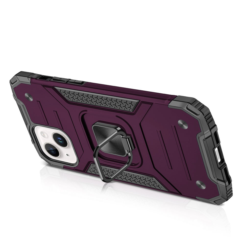 Phone Case for Apple iPhone 15 Plus Magnetic Car Mount Hybrid Ring Stand Shockproof Rugged Grip Armor Heavy Duty Protective TPU Durable Cover Purple