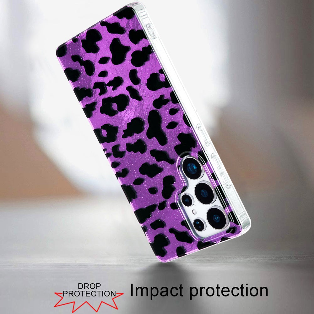 For Apple iPhone 16e Glitter Leopard, Fashion Design Animal Skin Print Slim IMD TPU Dual Layer Shockproof Protective Case Cover