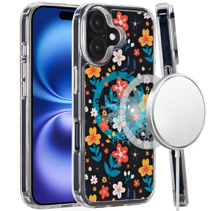 For Apple iPhone 15 Pro Max Cute Fashion Pattern Design, Durable Shockproof Slim TPU Hard Back, MagSafe Compatible Case Cover Nightly Floral