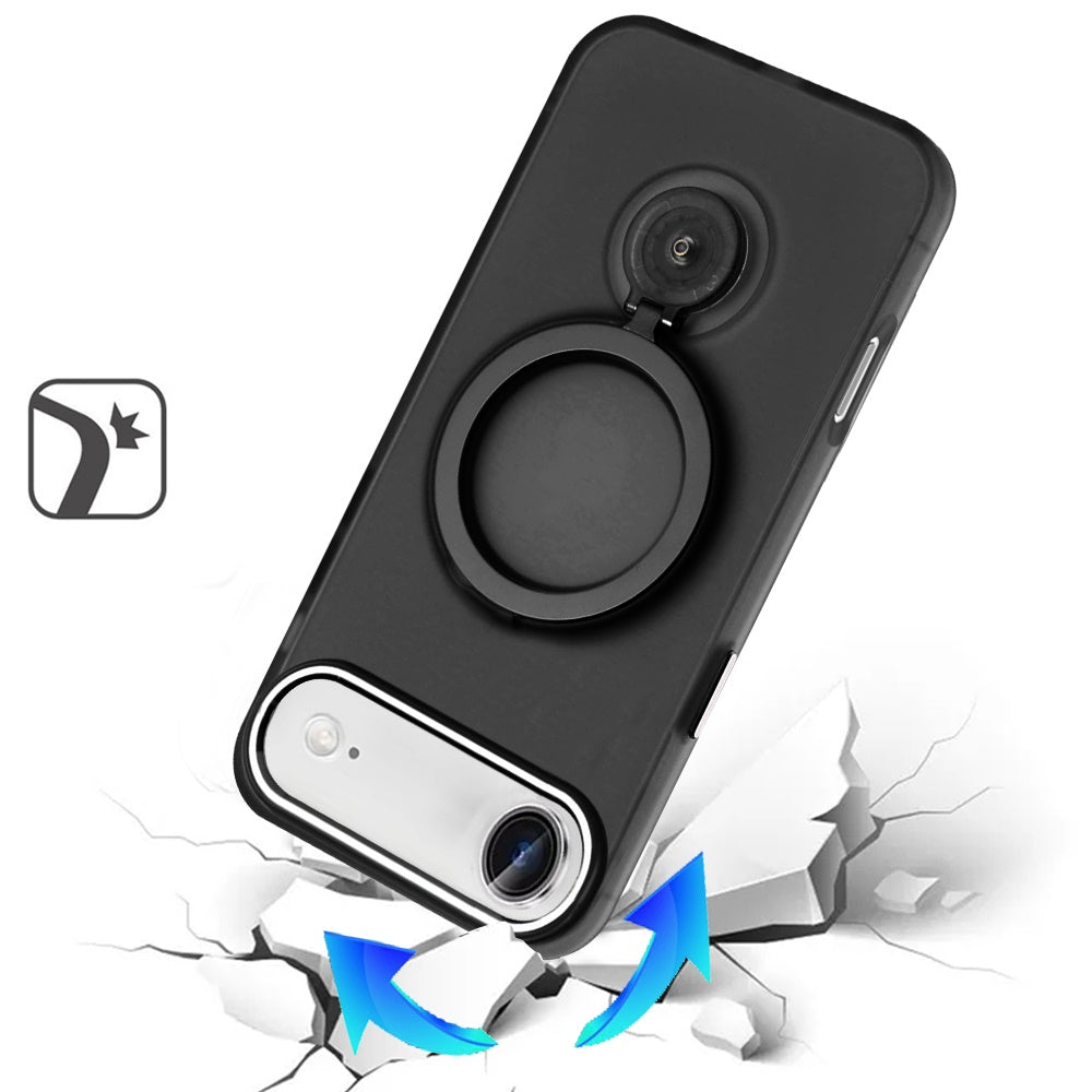 For Apple iPhone 17 Air (6.6") MagSafe Compatible with 360° Ring Stand, Magnetic Kickstand, Slim Hybrid Protective Case Cover Black