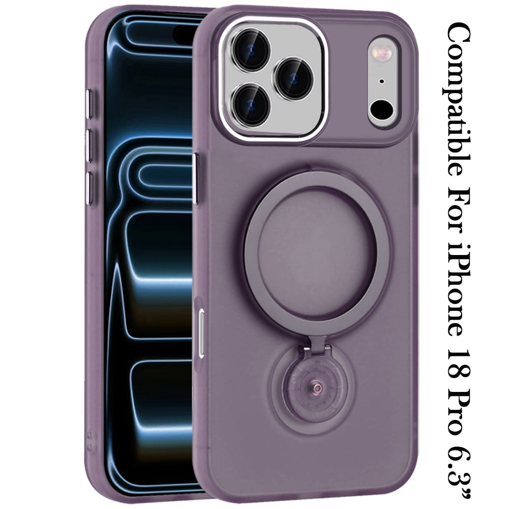 Phone Case for Apple iPhone 18 Pro Magnetic Hoop 360 Ring Stand Hybrid Shockproof Hard PC TPU Rubber Bumper with MagSafe Compatible Cover