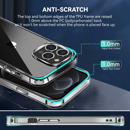 For Apple iPhone 16 (6.1") Hybrid HD Crystal Clear Hard PC Back Gummy TPU Frame Slim with Chromed Buttons Case Cover