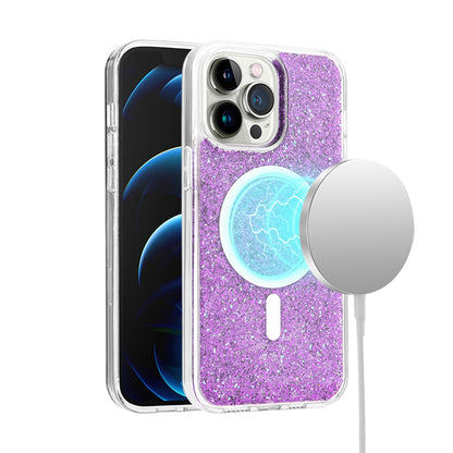 For Samsung Galaxy S25+ /S25 Plus /S24+ Plus Hybrid Epoxy Glitter Shiny Flower Design Stylish Fashion Case, Magnetic MagSafe Compatible, Shockproof Case Cover